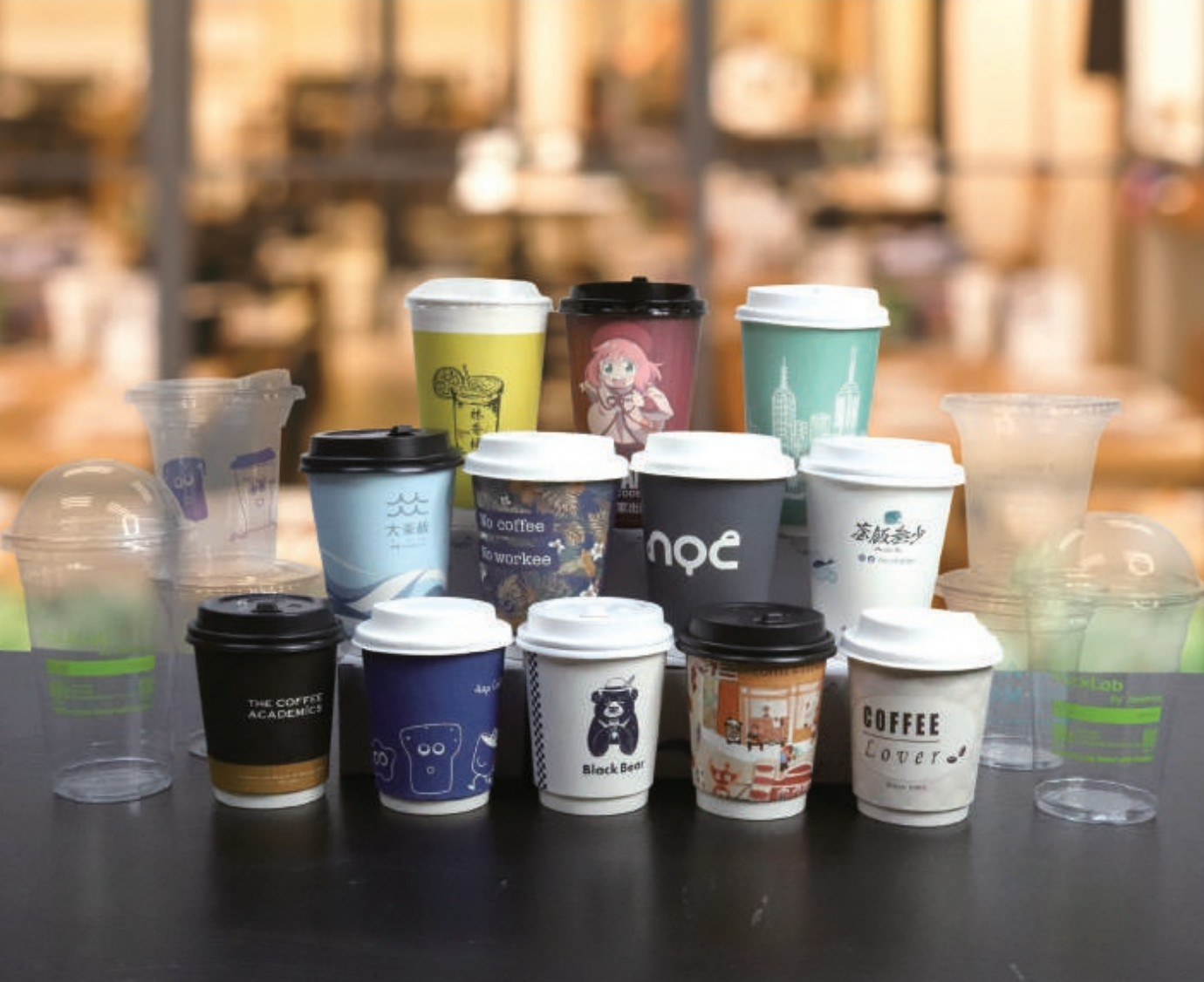 Custom printed paper and PET cups